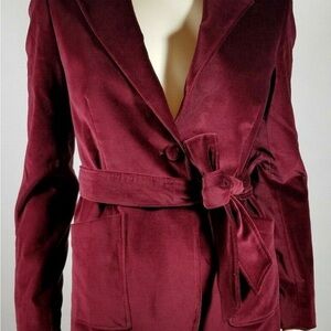 Forever 21 Blood Red Velvet Belted Blazer ❤️
